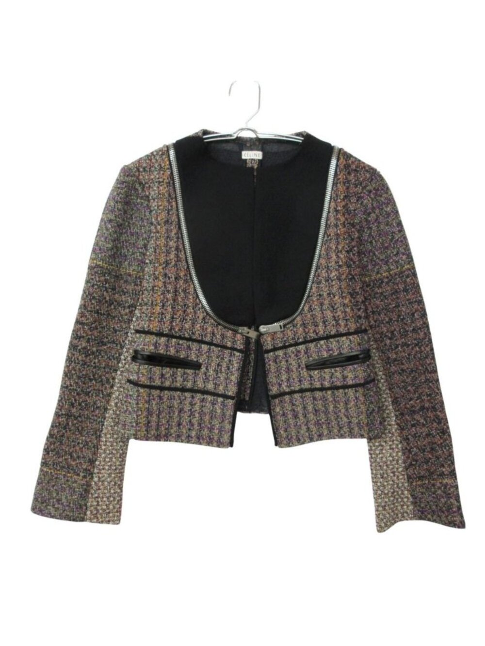 Celine Collarless Jacket by Phoebe Philo Era Tweed Zip Contrast Resort 2010